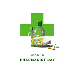 World Pharmacist Day, illustration for theme healthy and medical and world pharmacist day