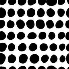Vector seamless pattern. Abstract background with round brush strokes. Monochrome hand drawn texture. Stylish polka dot