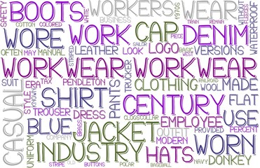Workwear Wordcloud Banner, Wallpaper, Background, Book Cover, Wordart