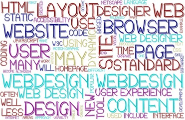 Webdesign Wordcloud Banner, Wallpaper, Background, Book Cover, Wordart
