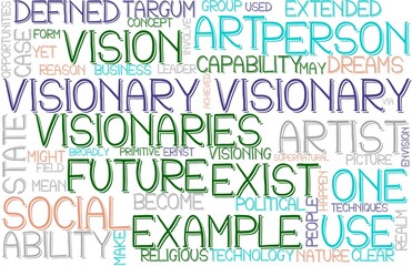Visionary Wordcloud Banner, Wallpaper, Background, Book Cover, Wordart