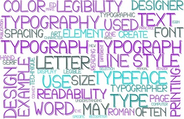 Typograph Wordcloud Banner, Wallpaper, Background, Book Cover, Wordart