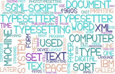 Typesetter Wordcloud Banner, Wallpaper, Background, Book Cover, Wordart
