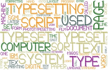 Typeset Wordcloud Banner, Wallpaper, Background, Book Cover, Wordart