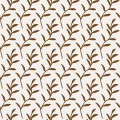 Floral Gold Seamless Pattern with Leaves for Wallpaper, Greeting Card, Gift Box, Textile Printing. Vector Christmas Background.