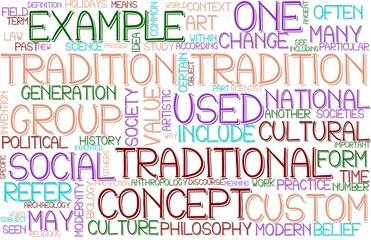 Tradition Wordcloud Tshirt Banner, Wallpaper, Background, Book Cover, Wordart