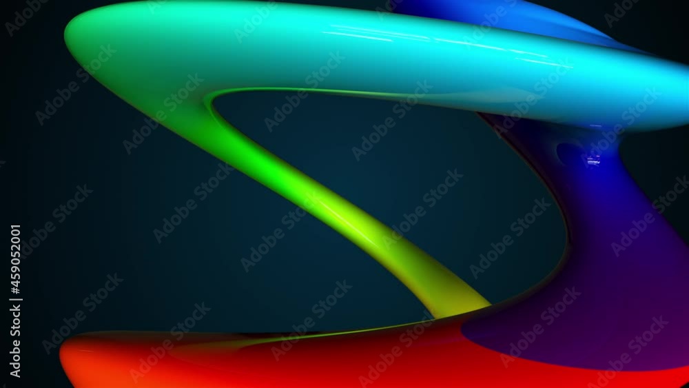 Poster spiral 3d render surface of abstract waves in space. pure colorful swirl with glass curved textures 