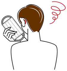 スキンケア マスクの着用が原因で耳の後ろ側が傷ついてしまい痛い男性 イラスト シンプル ベクター