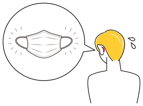 スキンケア マスクの着用が原因で耳の後ろ側が傷ついてしまい痛い男性 イラスト シンプル ベクター
Skin Care. Man in pain due to damage behind his ears caused by wearing a mask. Illustration simple vector.