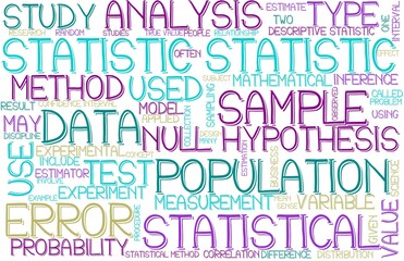 Statistic Wordcloud Banner, Wallpaper, Background, Book Cover, Wordart
