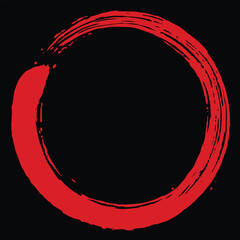 Red Blood Zen Enso Circle Vector Art Brush Icon Design