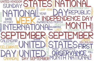September Wordcloud Banner, Wallpaper, Background, Book Cover, Wordart