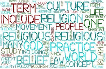 Religious Wordcloud Banner, Wallpaper, Background, Book Cover, Wordart