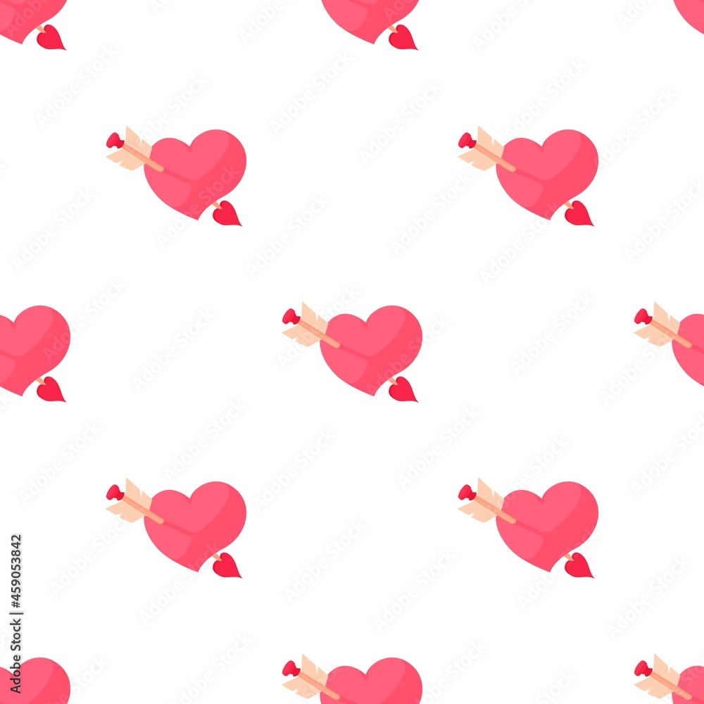 Poster pink heart with arrow pattern seamless background texture repeat wallpaper geometric vector