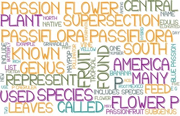 Passiflora Wordcloud Banner, Wallpaper, Background, Book Cover, Wordart
