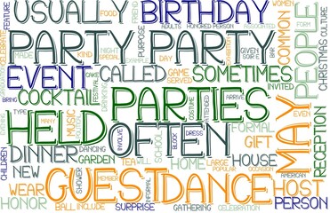 Party Wordcloud Banner, Wallpaper, Background, Book Cover, Wordart