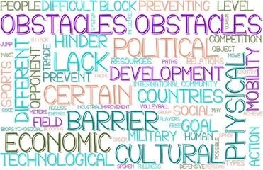 Obstacles Wordcloud Banner, Wallpaper, Background, Book Cover, Wordart