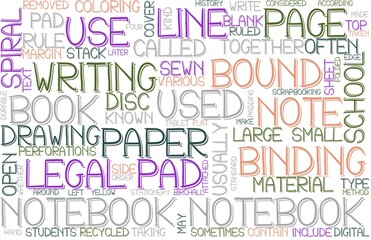Notebook Wordcloud Banner, Wallpaper, Background, Book Cover, Wordart
