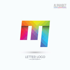 Colorful Gradient Pixelated Origami Style Alphabet M Logo 
