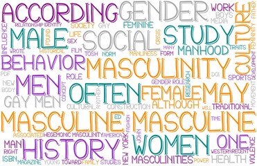 Masculine Wordcloud Banner, Wallpaper, Background, Book Cover, Wordart