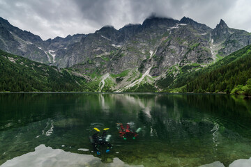 diving lessons in high level  lake at Tatra mountains morskie oko © Matt