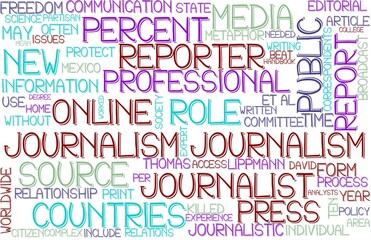 Journalism Wordcloud Banner, Wallpaper, Background, Book Cover, Wordart