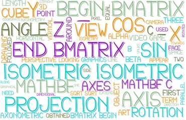 Isometric Wordcloud Banner, Wallpaper, Background, Book Cover, Wordart