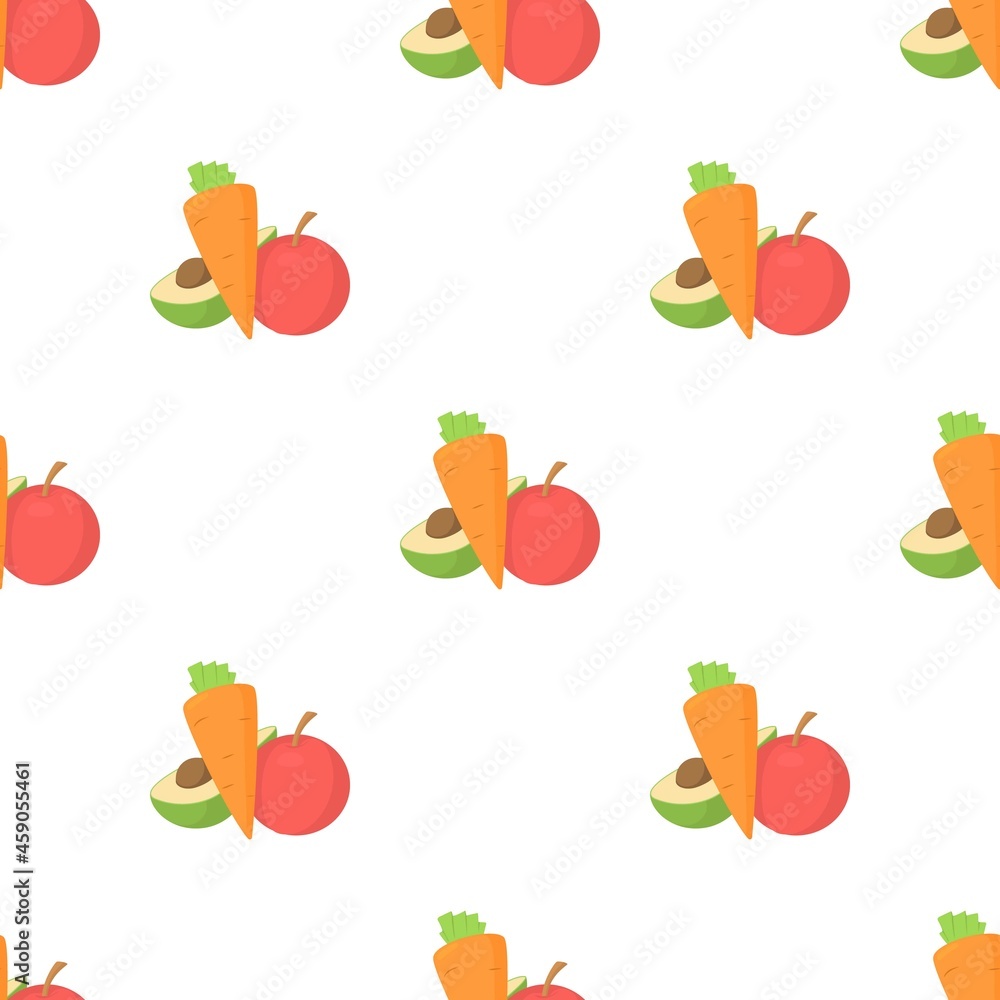 Wall mural Vegetables and fruits pattern seamless background texture repeat wallpaper geometric vector - Wall murals