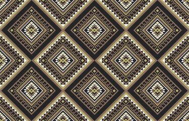 Abstract ethnic geometric seamless pattern brown. Design for background, illustration, wallpaper, fabric, texture, batik, carpet, clothing, embroidery