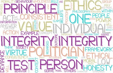 Integrity Wordcloud Banner, Wallpaper, Background, Book Cover, Wordart