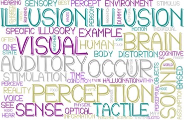 Illusion Wordcloud Banner, Wallpaper, Background, Book Cover, Wordart