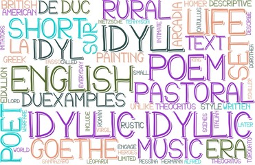 Idyllic Wordcloud Banner, Wallpaper, Background, Book Cover, Wordart