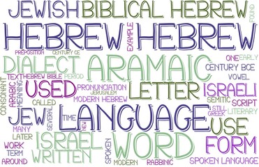 Hebrew Wordcloud Banner, Wallpaper, Background, Book Cover, Wordart