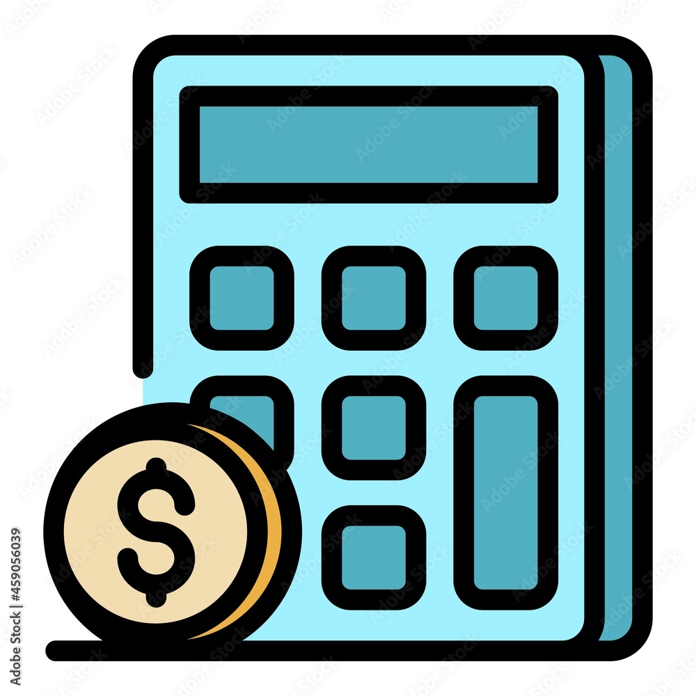 Poster calculation of money icon. outline calculation of money vector icon color flat isolated