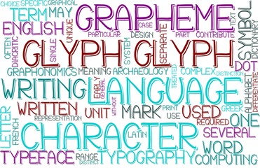 Glyph Wordcloud Banner, Wallpaper, Background, Book Cover, Wordart