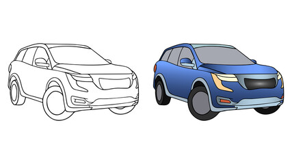 Fototapeta na wymiar coloring pages - Car Vector, Vahicle Coloring pages for kids - EPS 10