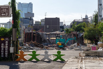 A barricade doll at a construction site in Minami Aoyama, Tokyo,Japan