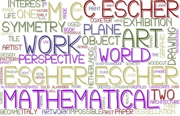 Escher Wordcloud Banner, Wallpaper, Background, Book Cover, Wordart
