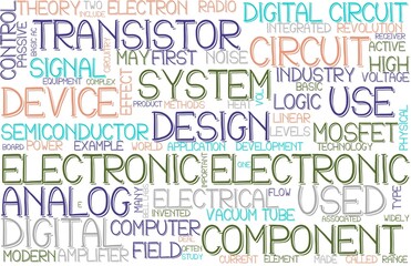 Electronic Wordcloud Banner, Wallpaper, Background, Book Cover, Wordart