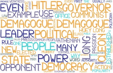 Demagogue Wordcloud Banner, Wallpaper, Background, Book Cover, Wordart