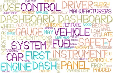 Fototapeta premium Dashboard Wordcloud Banner, Wallpaper, Background, Book Cover, Wordart