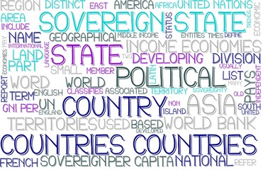 Fototapeta premium Countries Wordcloud Banner, Wallpaper, Background, Book Cover, Wordart