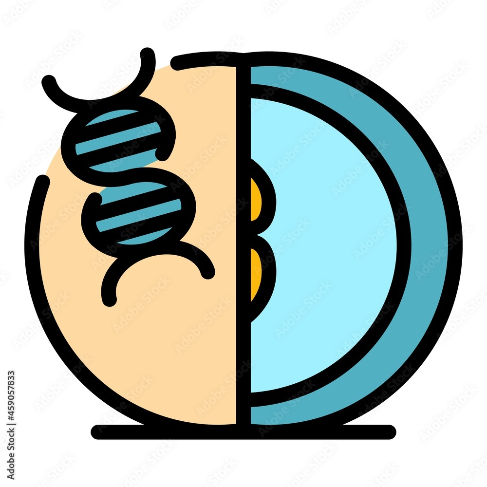 Poster dna experiment icon. outline dna experiment vector icon color flat isolated