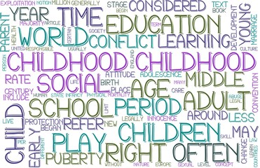 Childhood Wordcloud Banner, Wallpaper, Background, Book Cover, Wordart