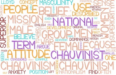 Chauvinism Wordcloud Tshirt Banner, Wallpaper, Background, Book Cover, Wordart