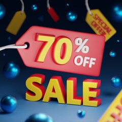 Discount Poster 3D Illustration, Sale Banner (3D Rendering)