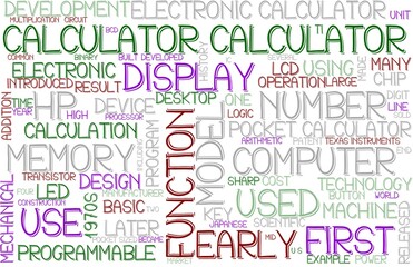 Calculator Wordcloud Banner, Wallpaper, Background, Book Cover, Wordart