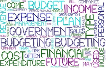 Budgeting Wordcloud Banner, Wallpaper, Background, Book Cover, Wordart