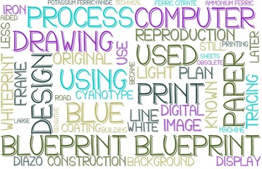Blueprint Wordcloud Banner, Wallpaper, Background, Book Cover, Wordart