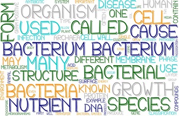 Bacterium Wordcloud Banner, Wallpaper, Background, Book Cover, Wordart
